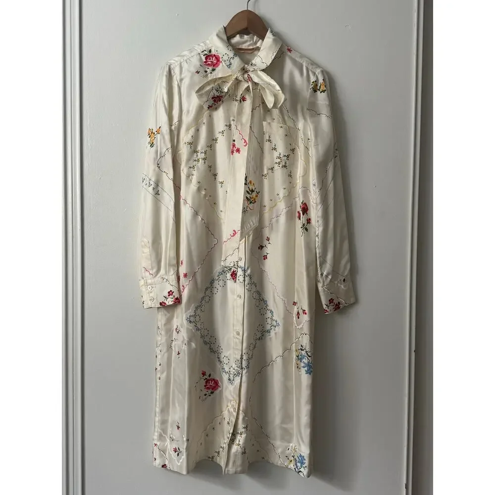 Tory Burch 10 2020 Silk Printed Ivory Tea Dress